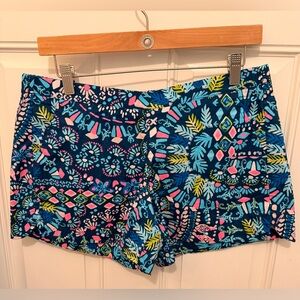 Lilly Pulitzer Blue and Pink Patterned Athletic Shorts